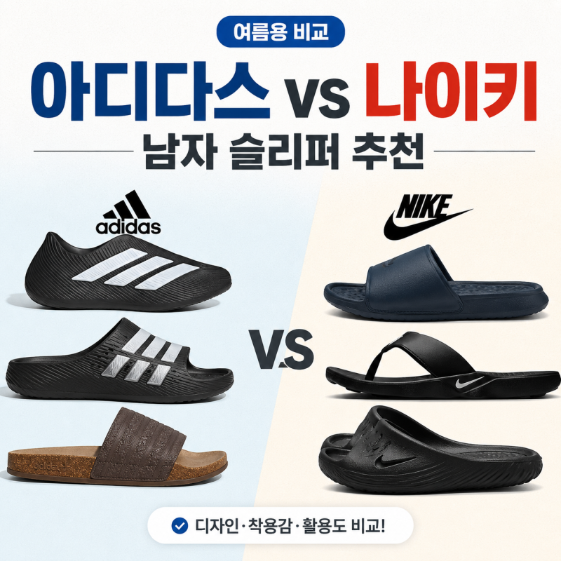 아디다스 vs 나이키 슬리퍼 남자 브랜드 추천