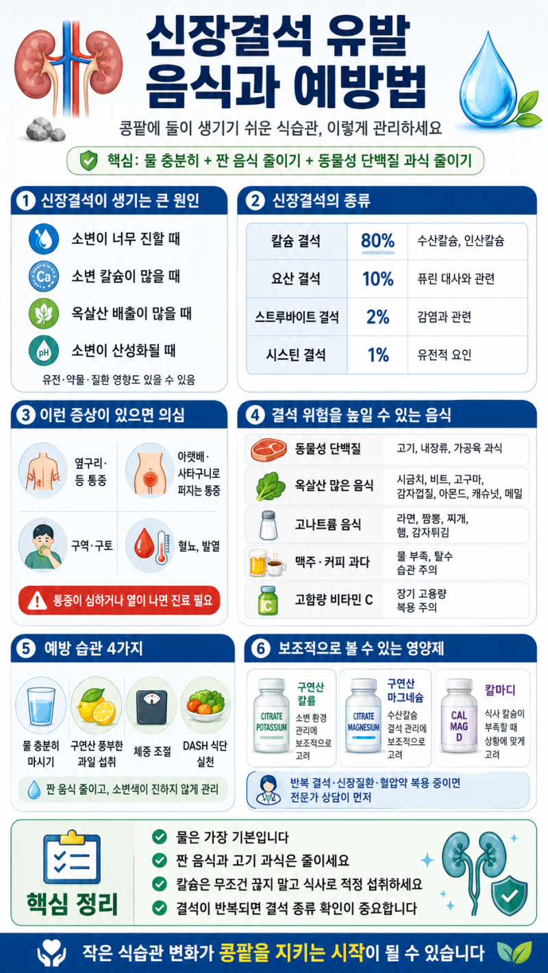 신장결석 유발 음식, 콩팥에 돌 생기기 전에 줄여야 할 것들