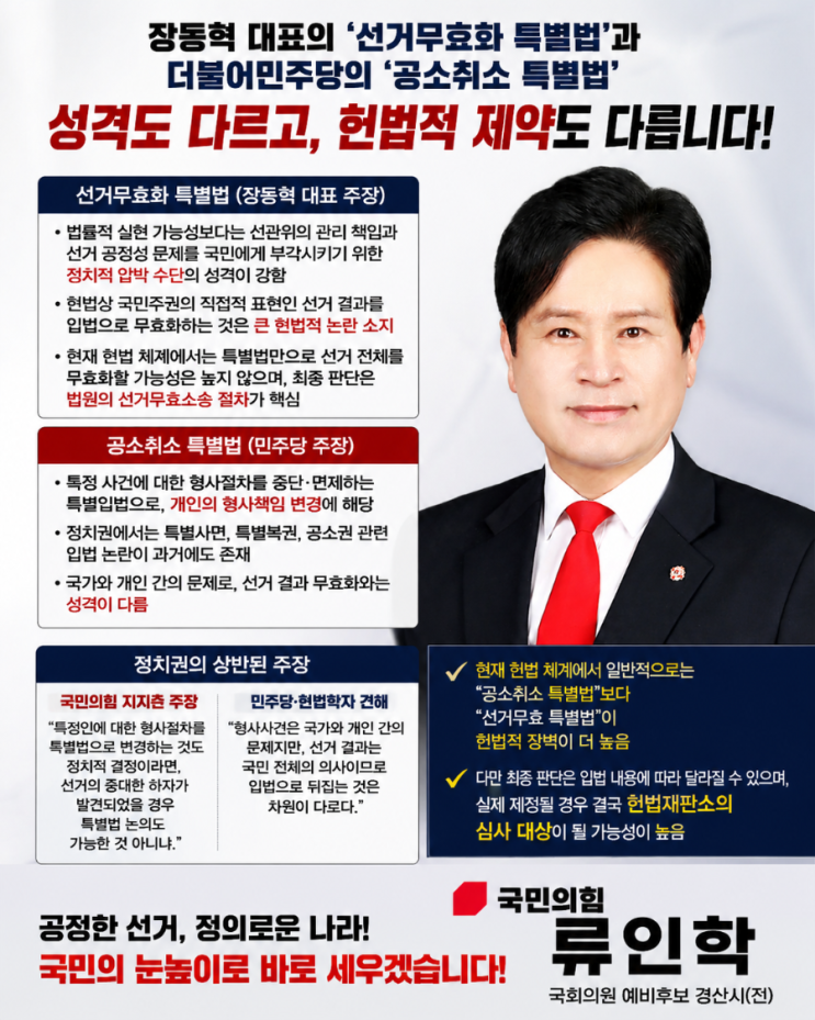 <b>장동혁</b> 대표가 주장하는 이른바 "선거무효화 <b>특별법</b>"과  더불어... 
