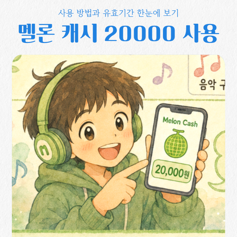 멜론 캐시 20000 사용 방법과 유효기간 한눈에 보기
