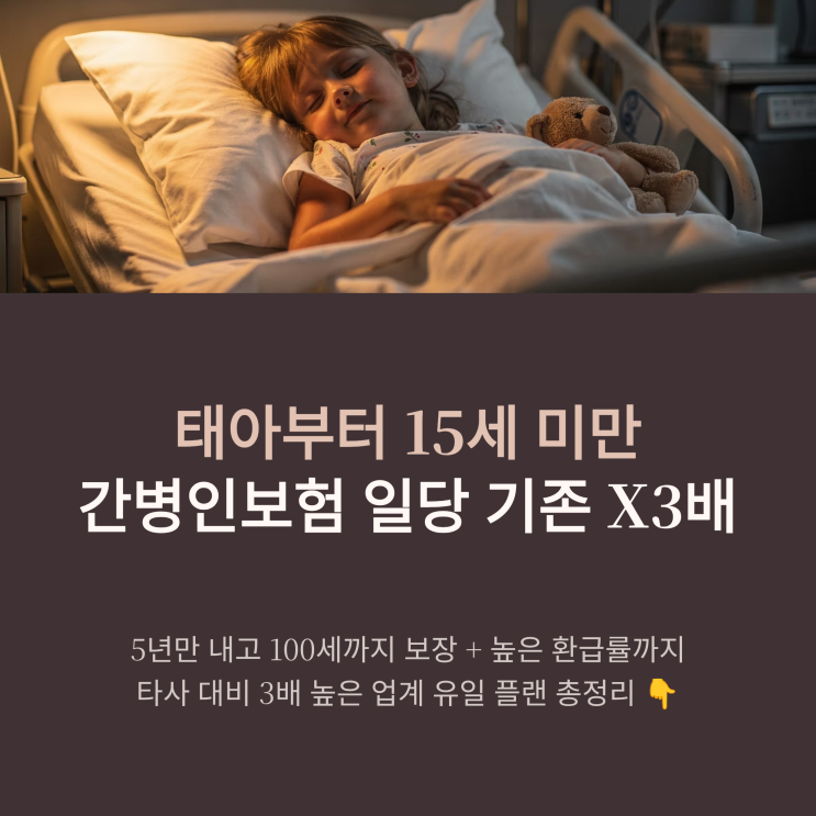  태아부터~어린이 간병인  여기만 '기존 X3배'? 5년만 내고, 100세까지 보장. 어린이 간병인보험 추천 및 환급률 총정리
