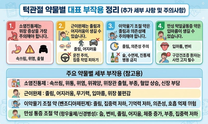 턱관절 약 부작용, 어떤 증상이 생길 수 있을까요?