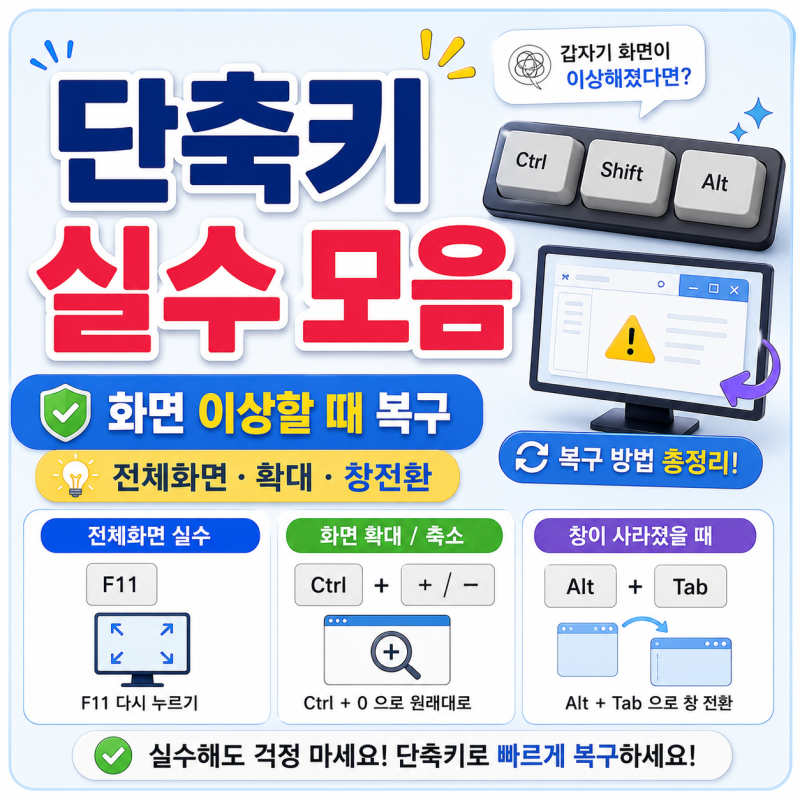 윈도우 단축키 실수 모음 원래대로 돌리는 방법
