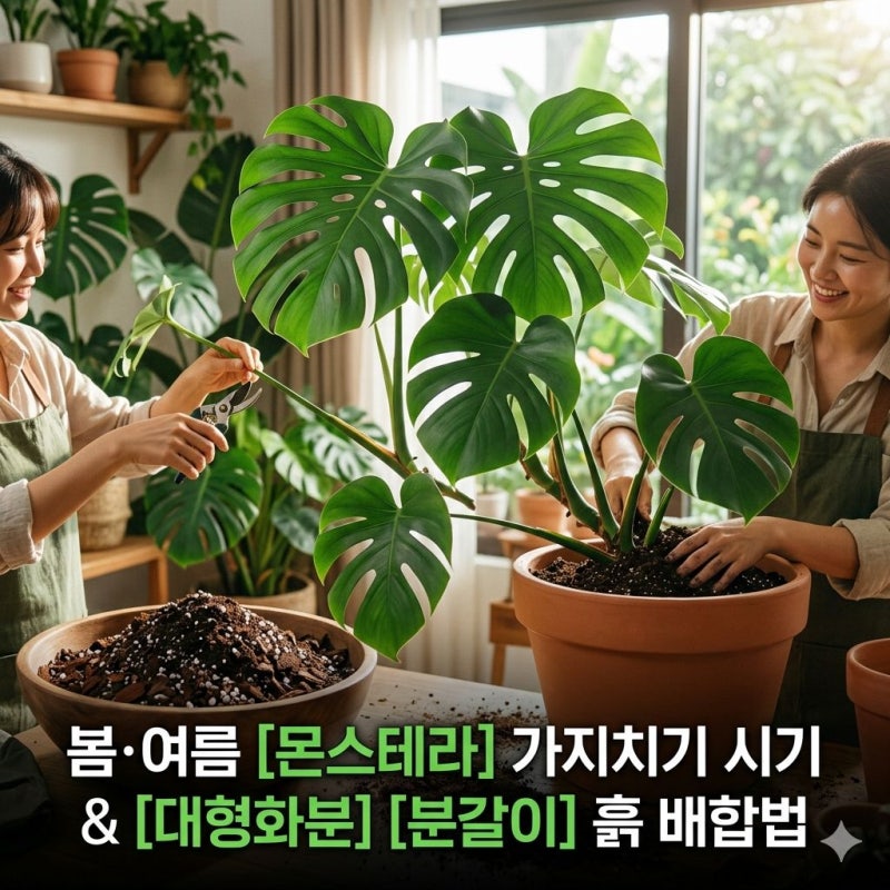 봄·여름 몬스테라 가지치기 시기와 대형화분 분갈이 흙 배합법