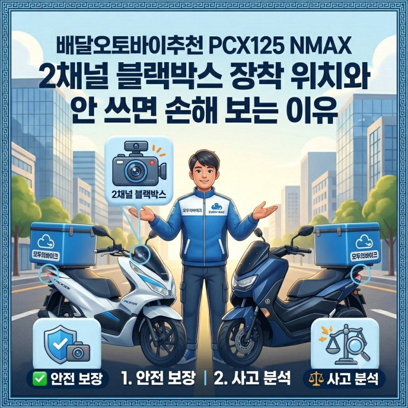 배달오토바이추천 PCX125 NMAX 2채널 블랙박스 장착 위치와 안 쓰면 손해 보는 이유
