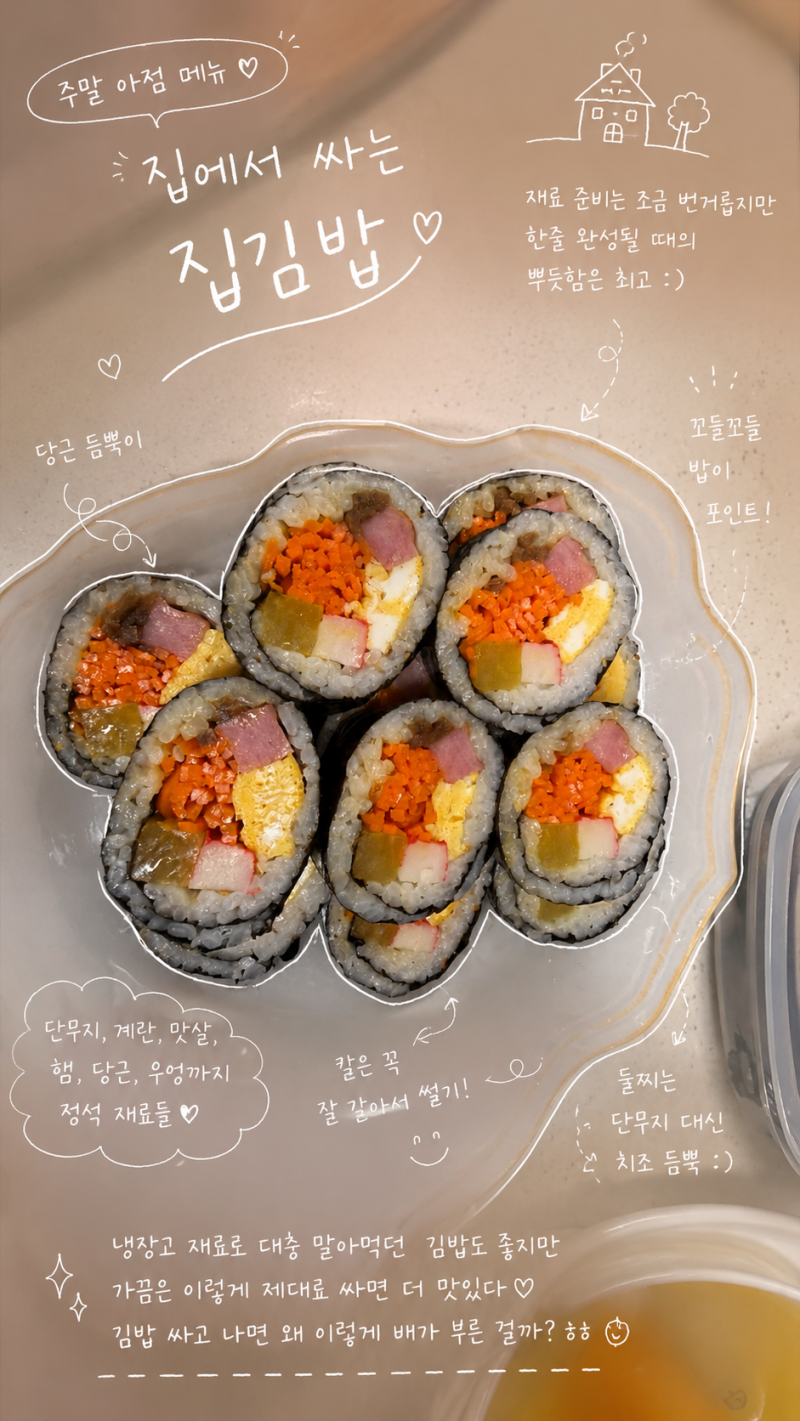 집김밥 맛있게 싸는 법, 10년차 김밥러의 소소한 꿀팁