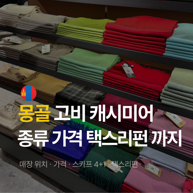 몽골 고비 캐시미어 팩토리 목도리 가디건 코트 가격 스카프 4+1 택스리펀까지 총정리