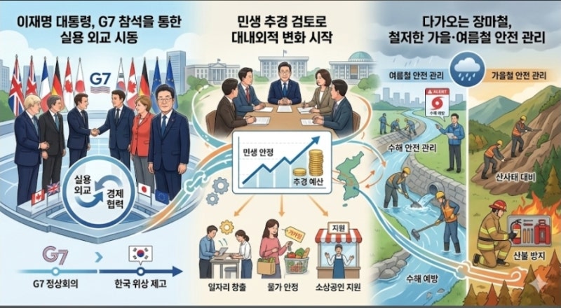 6월 16일 주요뉴스 = 이재명 대통령 G7참석