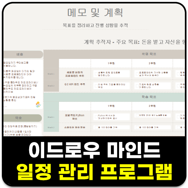 일정 관리 프로그램, 이드로우 마인드 활용기