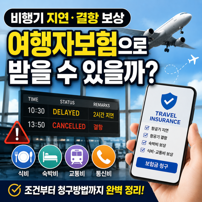 비행기 지연·결항 보상 여행자보험으로 받을 수 있을까? 청구 방법,보험사별 보장 범위