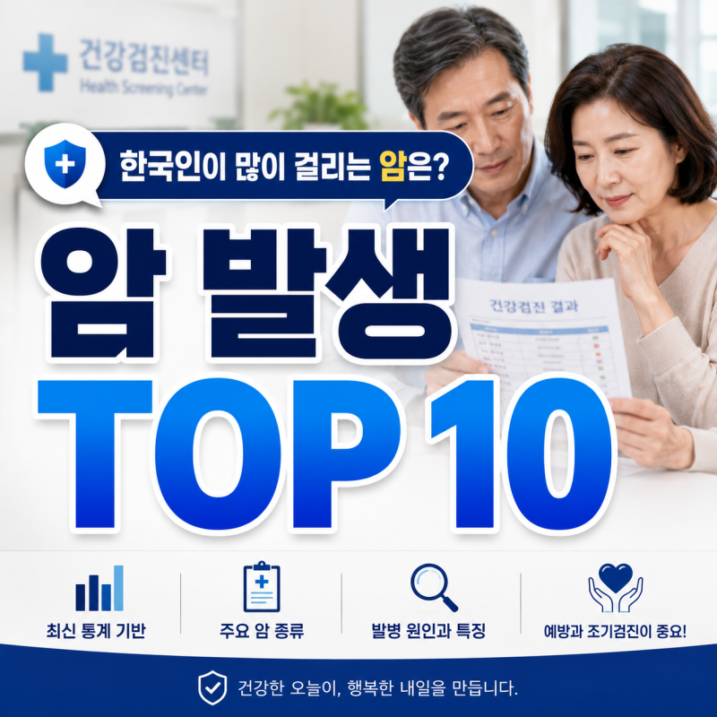 한국 사람들에게 많이 발생하는 암 TOP 10, 2026년 발표 최신 통계