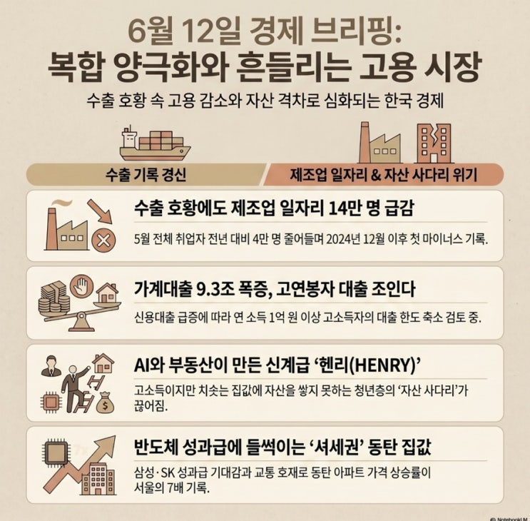 6/12 손경제 - 5월 <b>취업자</b> 감소, 가계대출 <b>증가</b> (빚투), 집값... 