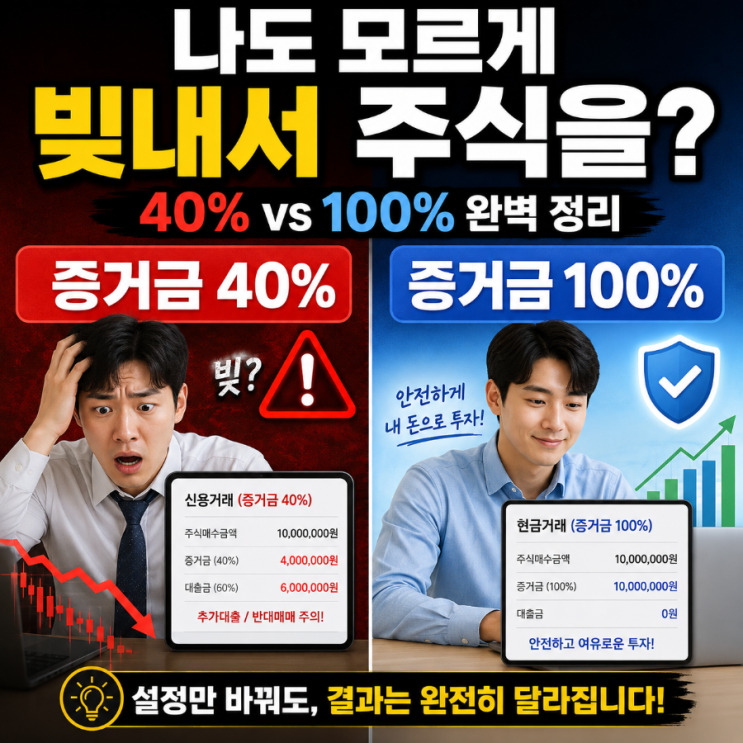  "나도 모르게 빚내서 주식을?" 초보자 90%가 실수하는 증거금 40% vs 100% 완벽 정리