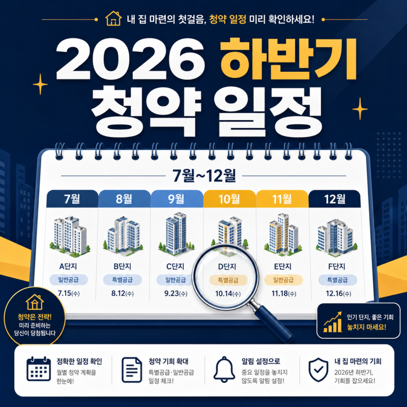 2026 하반기 아파트 청약 일정 총정리, 반포부터 남양주왕숙2까지