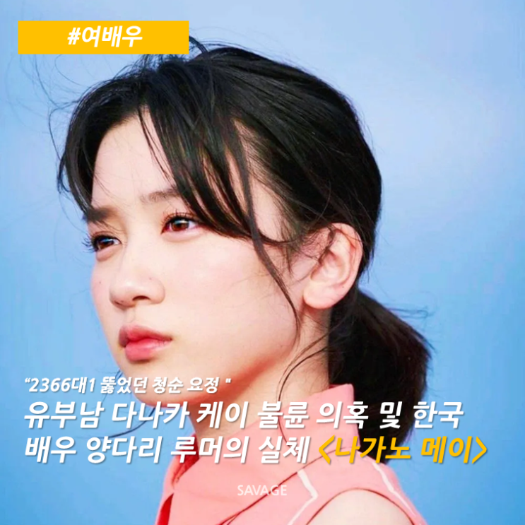  [여배우] "2366대 1 뚫었던 청순 요정" 유부남 다나카 케이 불륜 의혹 및 한국 배우 양다리 루머의 실체 <나가노 메이>