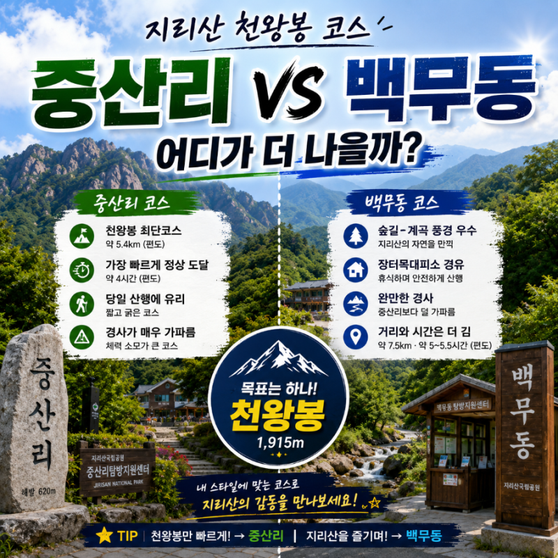 지리산 중산리 vs 백무동ㅣ 천왕봉 코스 어디가 더 나을까?
