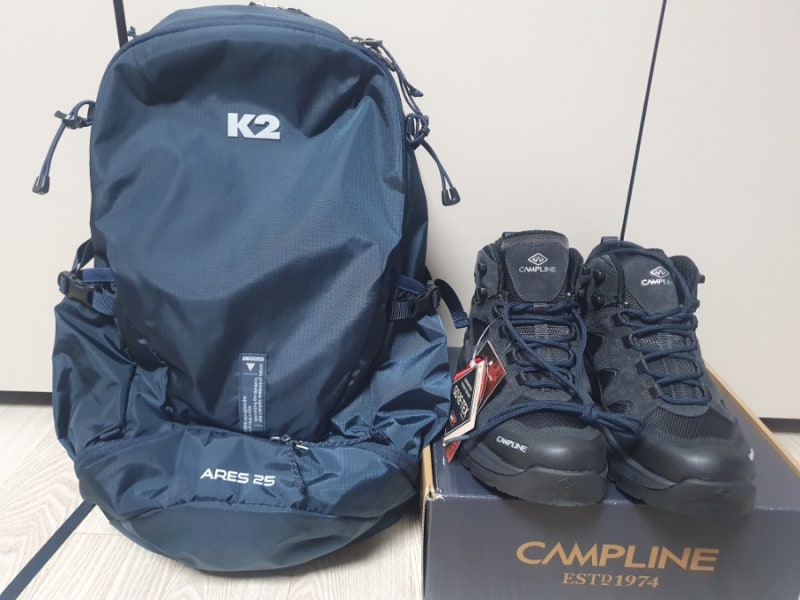 등산 준비(캠프라인 산티아고2, K2 ARES 25)
