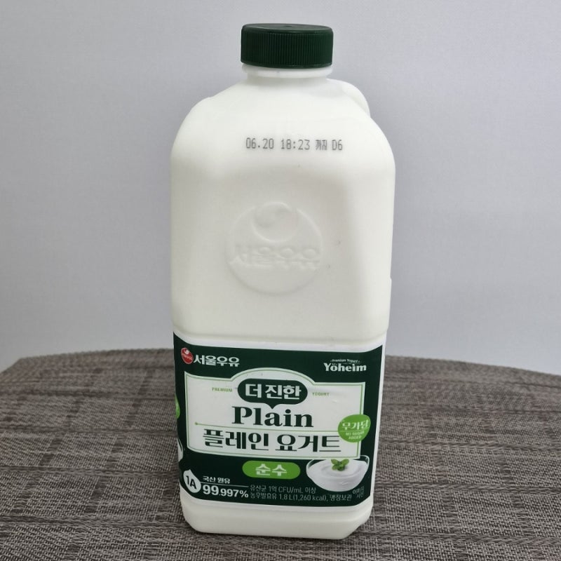 서울우유 무첨가 더진한 플레인 요거트 순수 1.8L | 그릭요거트 만들기 좋은 신맛은 조금 있지....