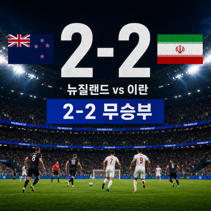 <b>뉴질랜드</b>, 이란과 2-2 무승부…<b>피파랭킹</b> 열세에도 승점 챙겼다
