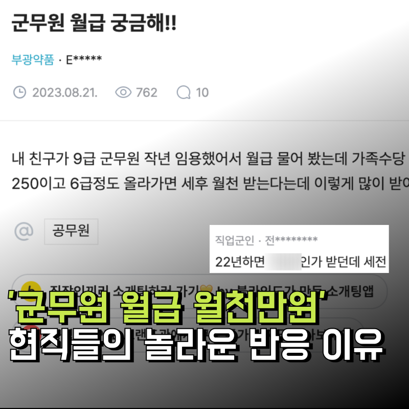 '군무원 월급 월천' 현직들의 놀라운 반응(군공무원)