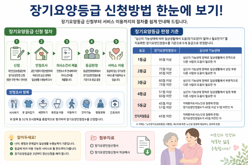 장기요양등급 신청방법 총정리｜신청서 양식 및 작성예시 첨부