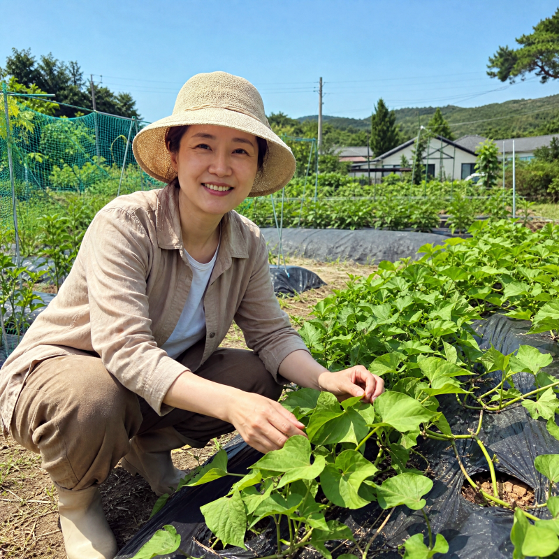 "넝쿨 들어 올리는 데 5분 걸렸는데 가을 수확량 2배 됐어요" 고구마 순치기 시기와 방법 총정....