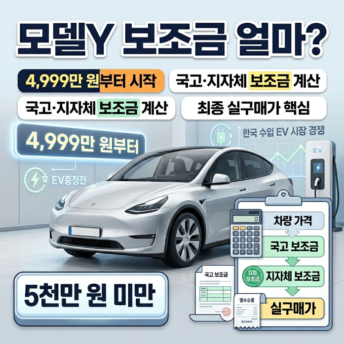4,999만 원부터 시작하는 테슬라 모델Y 주니퍼 RWD의 실제 구매 보조금은 얼마일까