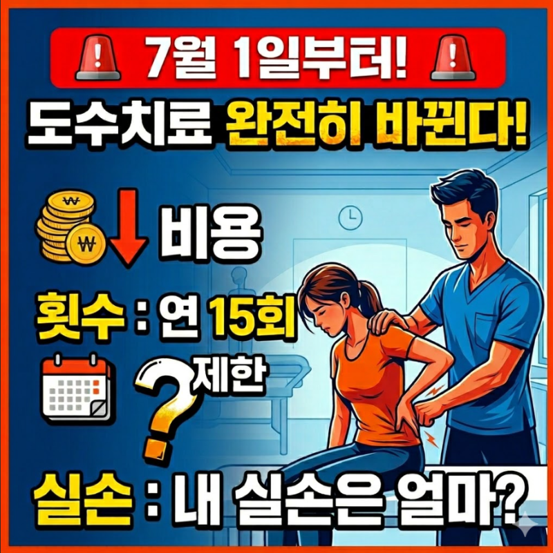 7월 1일부터 바뀌는 도수치료 — 꼭 알아야 할 비용·실비·횟수 변경 관련 Q&A 총정리