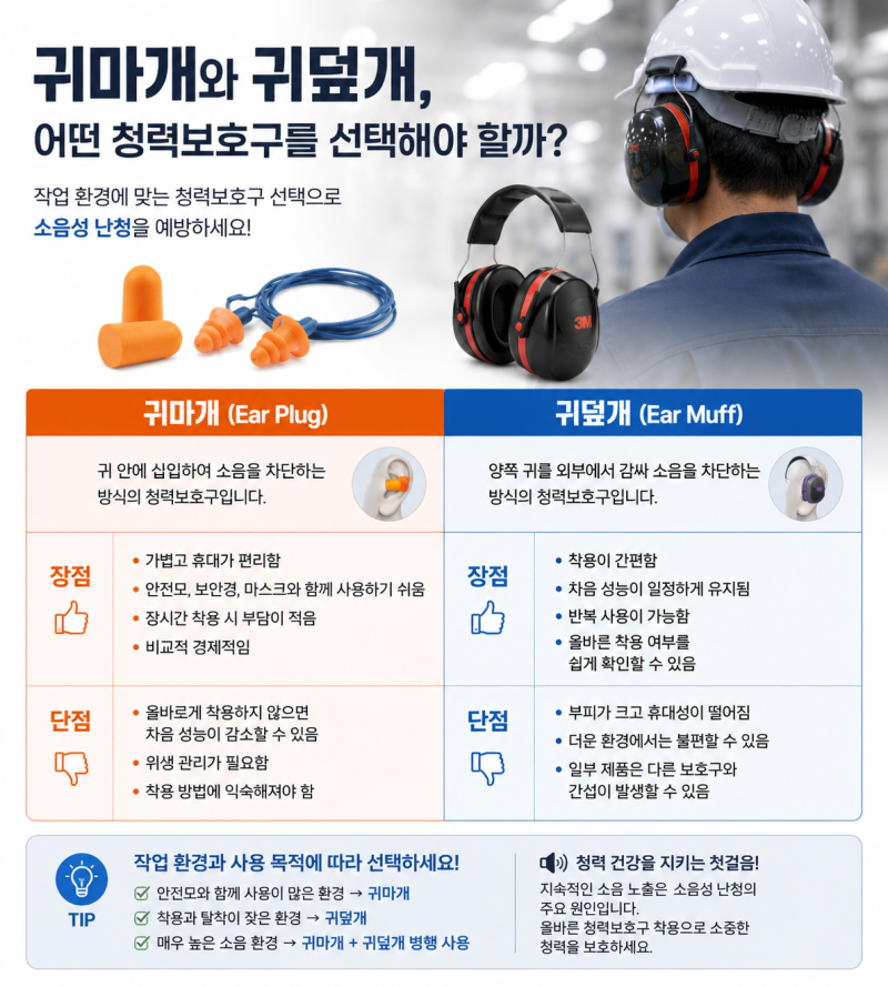 귀마개와 귀덮개, 어떤 청력보호구를 선택해야 할까?