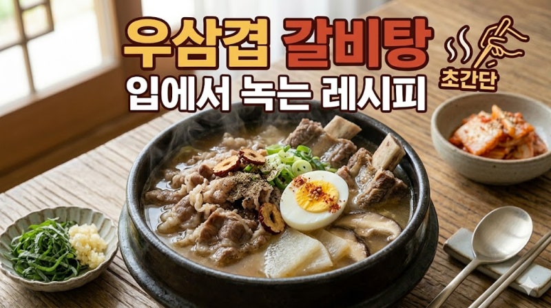 [우삼겹 갈비탕 레시피] 집에서 즐기는 전문점의 맛! 15분 완성 초간단 우삼겹 갈비탕 황금레....