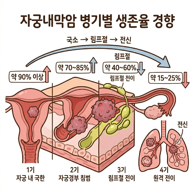 자궁내막암 생존율 총정리 / 병기별 예후와 결정 요인 분석
