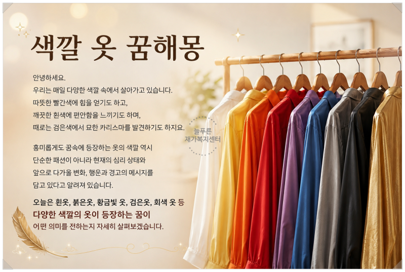 색깔 옷 꿈해몽 총정리｜흰옷, 붉은옷, 검은옷 꿈의 의미