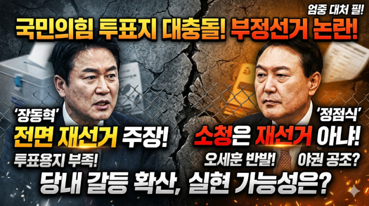 국민의힘 당권파 vs 원내지도부 정면충돌! 투표용지 부족이... 