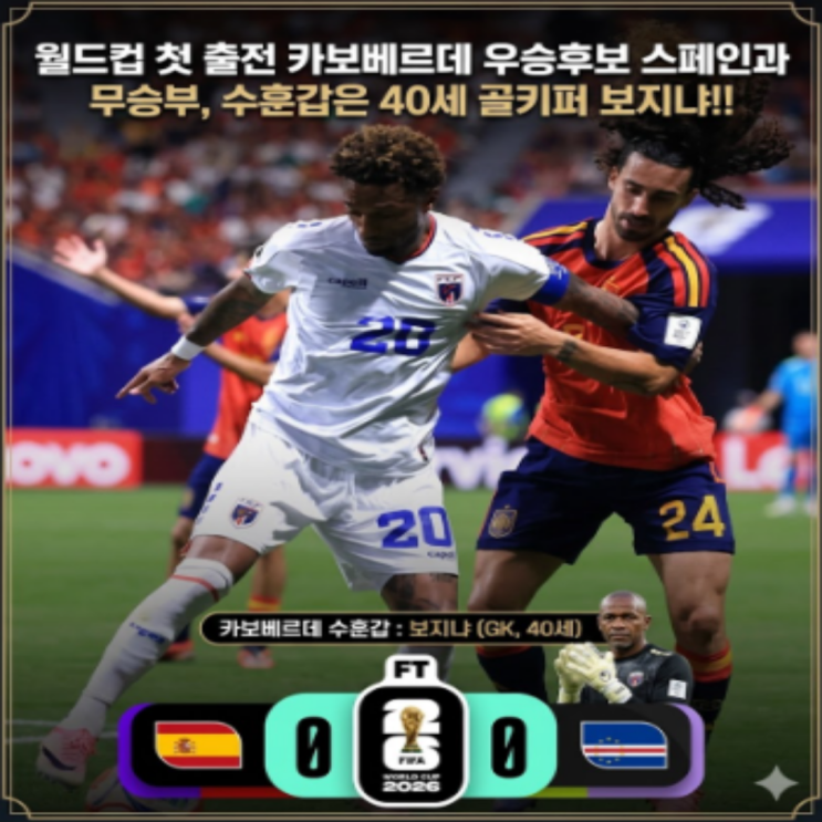  갓 보지냐!! 월드컵 첫 출전 카보베르데~~40세 골키퍼 보지냐의 슈퍼울트라세이브모드로 우승후보 무적함대 스페인과 월드컵 1차전 무승부로 사상 첫 승점 확보!! 대회최대이변!!