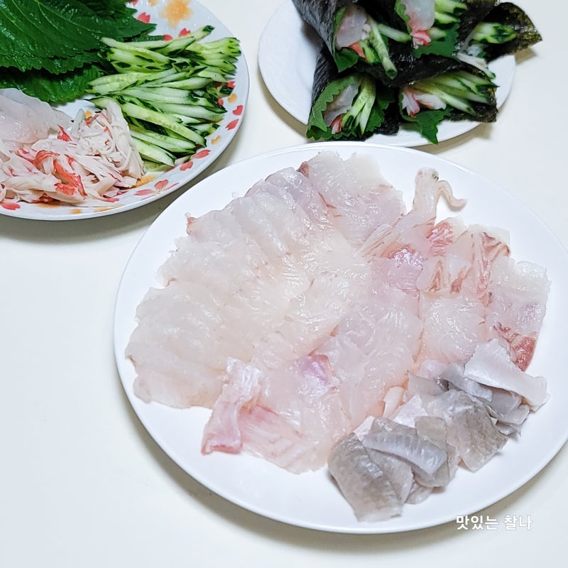 코스트코 광어 필렛 손질 불 안 쓰는 손님초대요리 광어회 김마끼 만들기