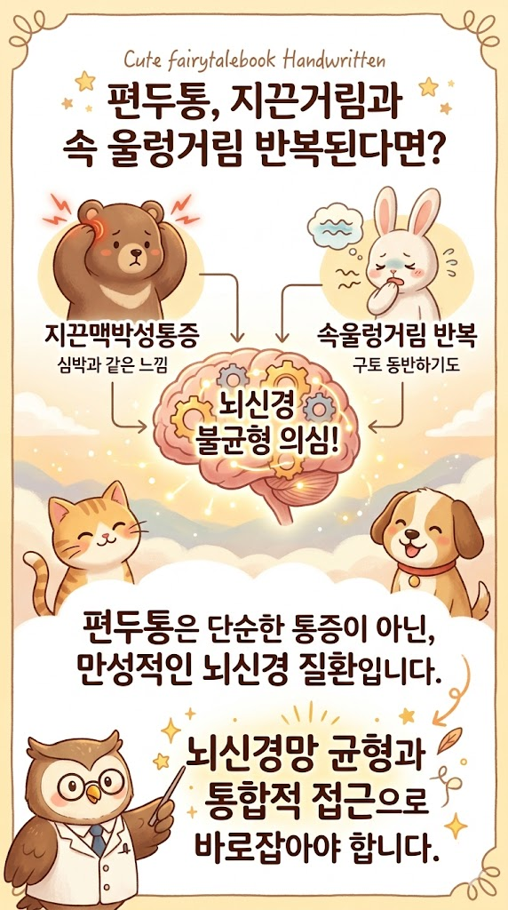 편두통병원, 지끈거리는 맥박성 통증과 속 울렁거림 증상이 반복된다면 뇌신경 불균형 의심....