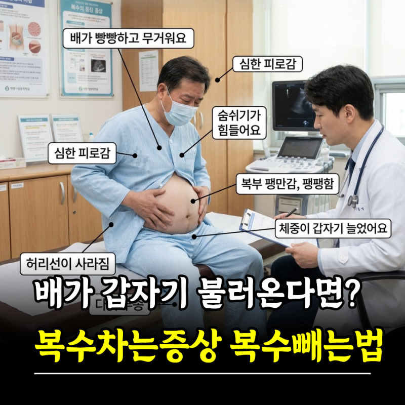 배가 갑자기 불러온다면? 복수차는증상 복수빼는법