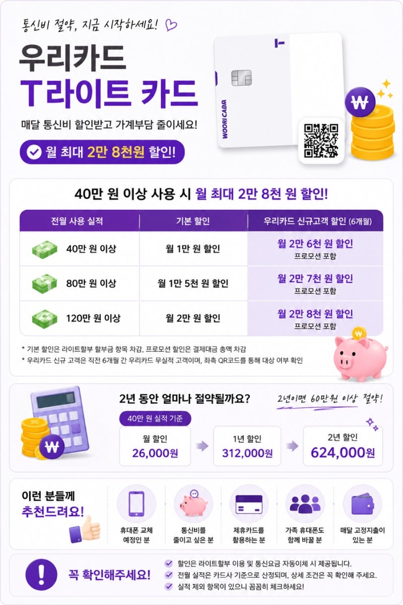 [26년6월] 우리카드로 통신비 할인받는 방법