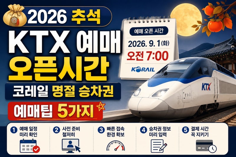 2026 추석 KTX 예매 오픈시간 코레일 명절 승차권 예매팁 5가지