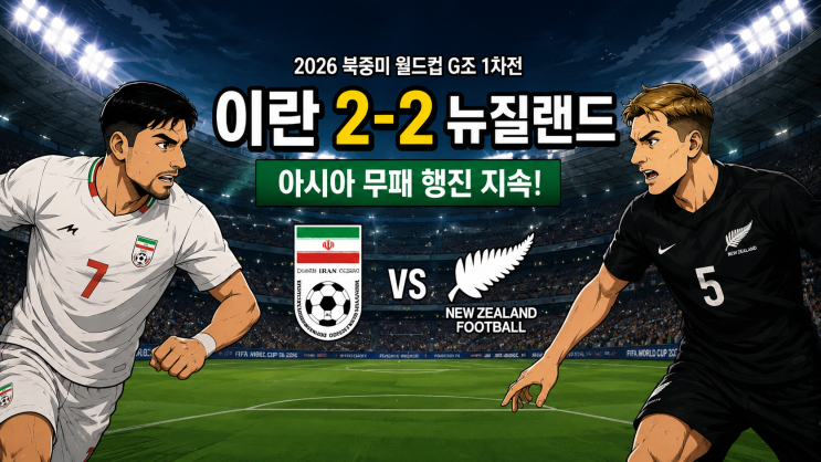[북중미 월드컵] ‘험난한 여정’ <b>이란</b>, <b>뉴질랜드</b>와 2-2... 