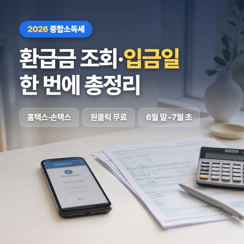 2026 종합소득세 환급금 조회 방법｜홈택스·손택스·원클릭 + 입금일 총정리