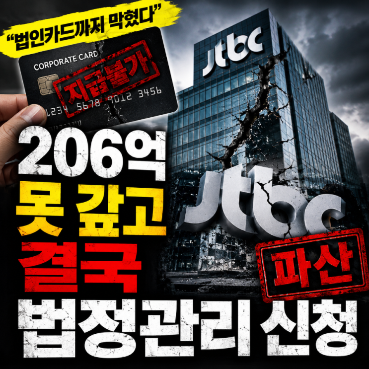 막혔다" 206억 못 갚고 결국 법정관리 신청한 방송사 - <b>jtbc</b> 파산