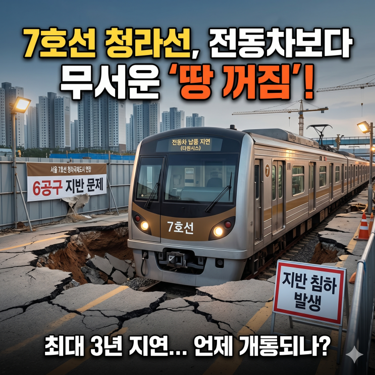 <b>7호선 청라 연장</b>선 개통 3년 <b>지연</b>, 지반 침하와 다원시스 사태... 