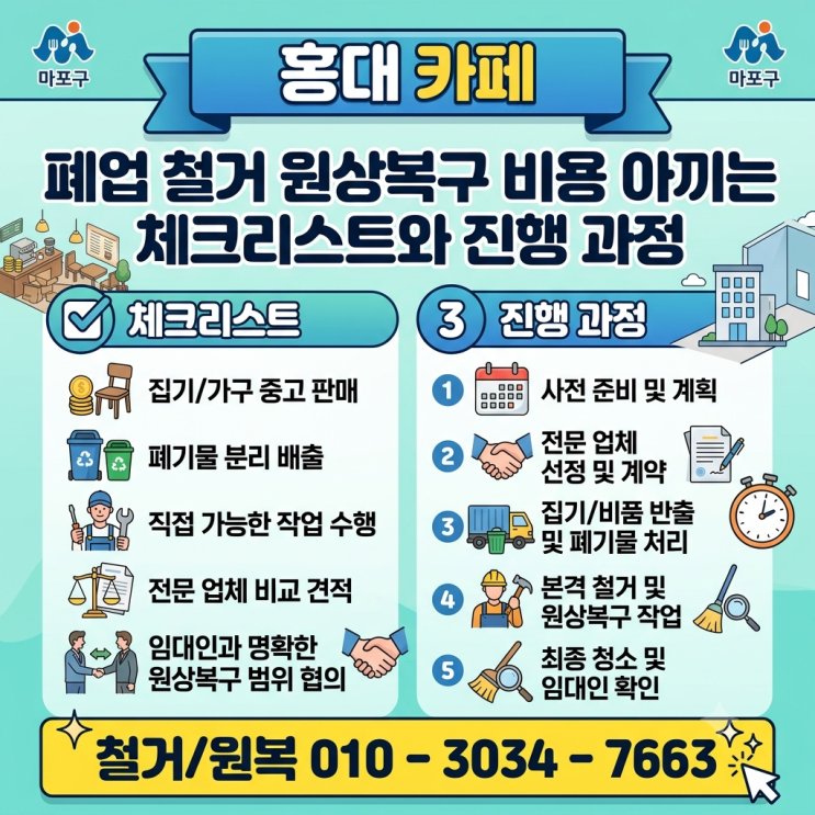  홍대 카페 폐업 철거 원상복구 비용 아끼는 체크리스트와 진행 과정