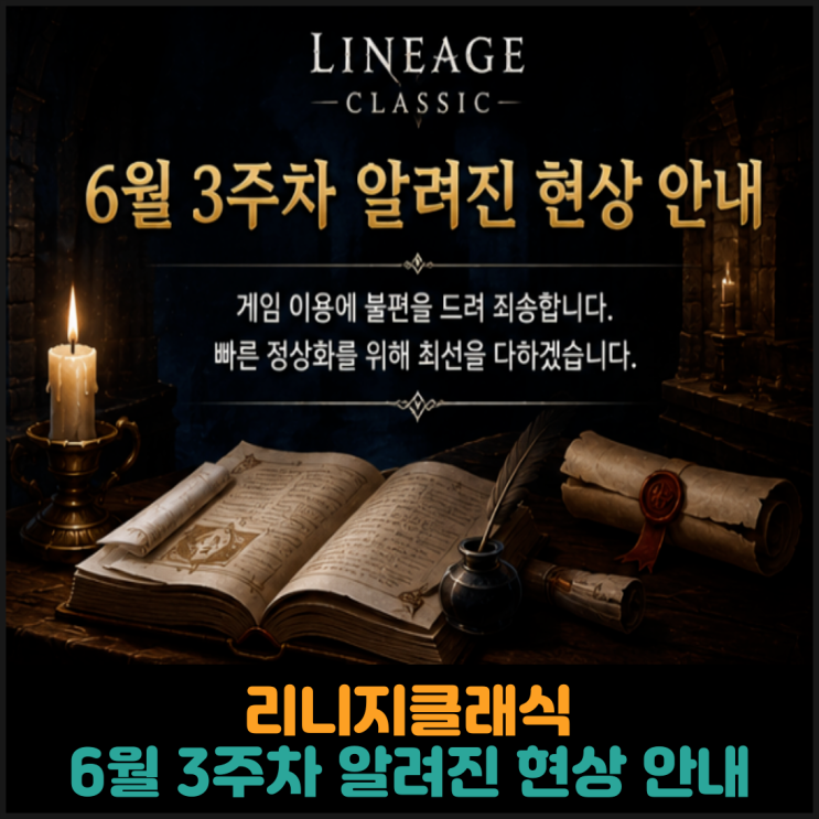  리니지클래식, 6월 3주차 알려진 현상 안내