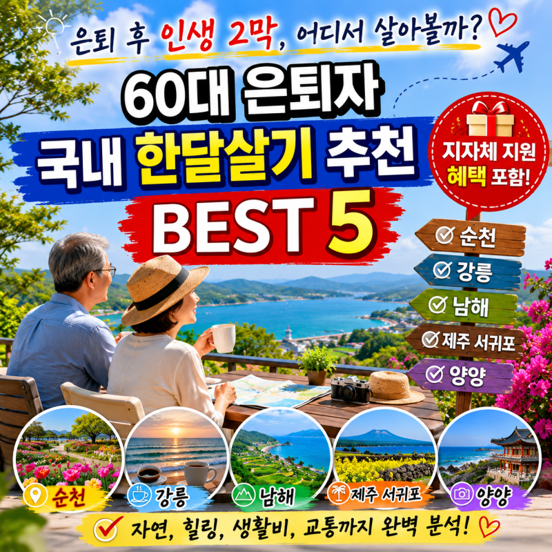 은퇴 후 인생 2막, 어디서 살아볼까? 60대 은퇴자 국내 한달살기 추천 BEST 5 (지자체 지원 혜택 ....