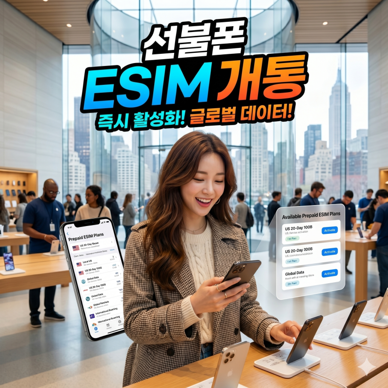 선불폰 esim 개통, 아이폰 갤럭시 단말기 기종별 이심 등록방법 및 주의점(미국 포함 해외판)