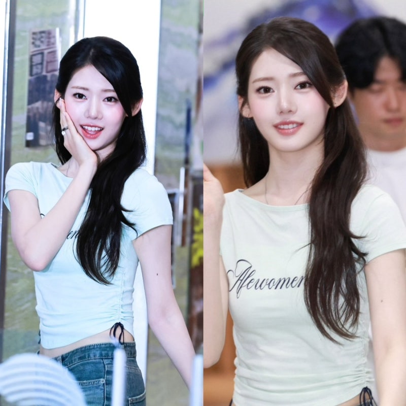 260615 베몬 베이비몬스터 로라 민트 티셔츠 레터링 셔링 반팔티 라디오 착장 옷 정보