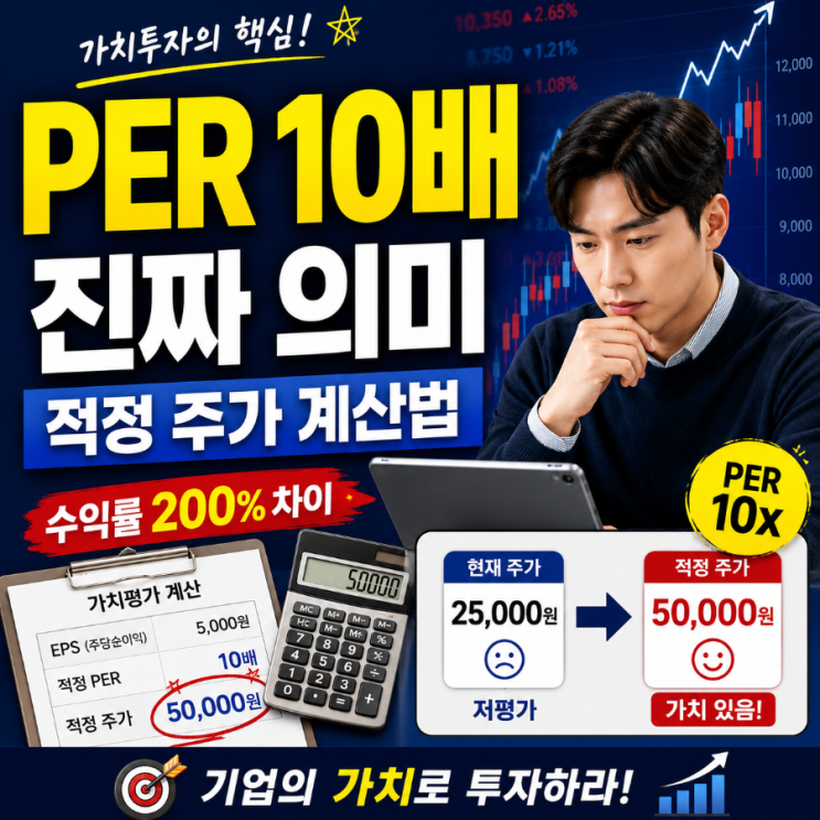  수익률 200% 갈라지는 직장인 가치투자 기준, 주식 PER 10배 숨겨진 진짜 의미와 적정 주가 계산법
