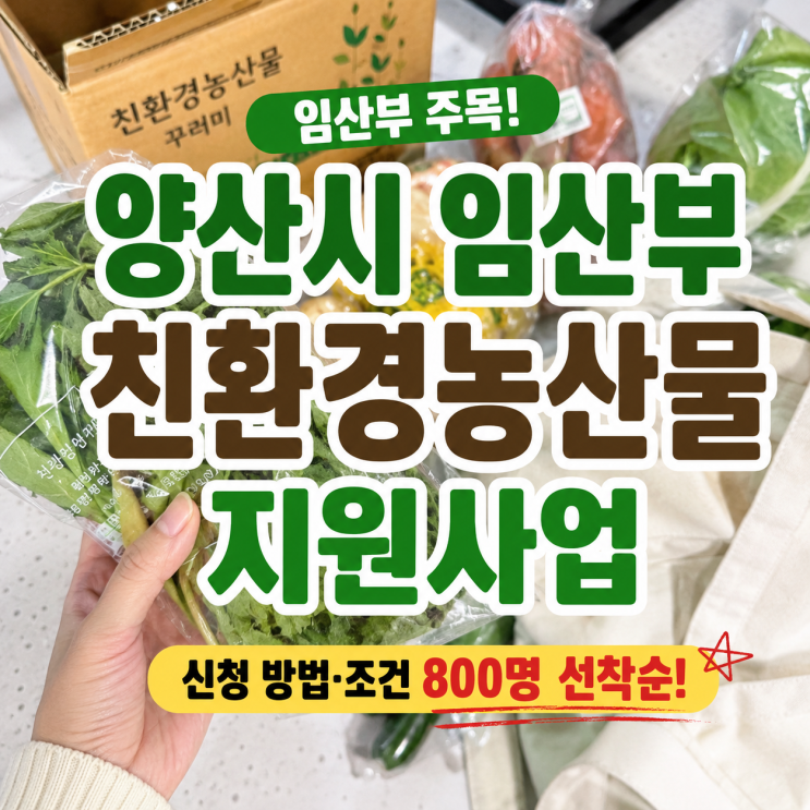  "선착순 800명!"양산시 임산부 친환경농산물 지원사업 신청 조건 서류